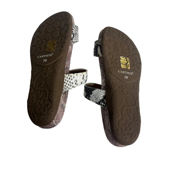 LArtiste Spring Step Kindness Sandals Snake Print Floral Design Leather Size 38 - Picture 7 of 12